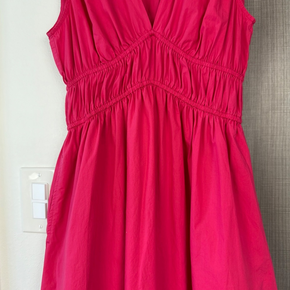 Xirena Cyra Midi Dress Pink Tulip Sleeveless 100% Cotton Empire Waist Size XS - Picture 5 of 11